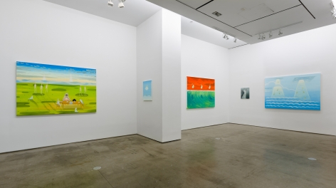 Installation view Ryan Michael Ford's solo exhibition. Paintings hang on the wall