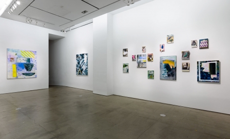 Installation image of Marjolijn de Wit's solo exhibition "How Things Act". Paintings are on the walls