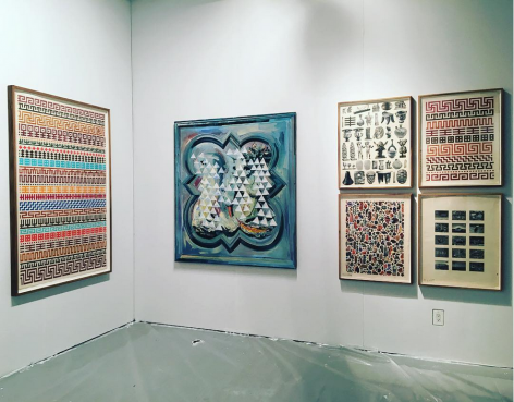 Installation view of the booth at Art Los Angeles Contemporary. Large works are on the wall
